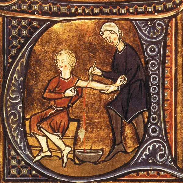 Physician letting blood from a patient, Wikimedia Commons