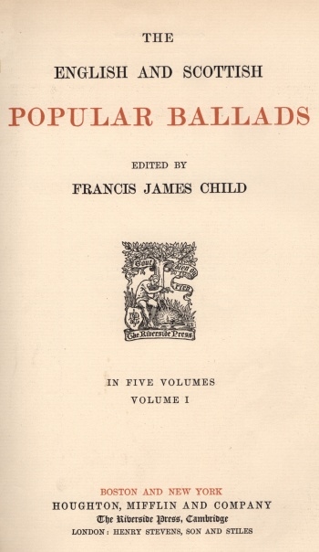 Cover of Houghton Mifflin publication of Child Ballads
