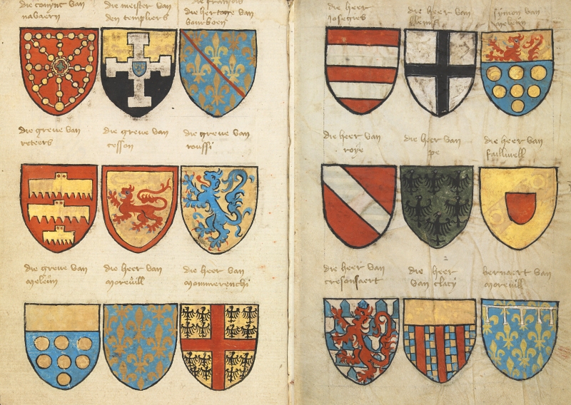 Heraldic shields, Wikimedia Commons